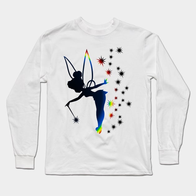 Rainbow Tinkerbell Sillhouette Long Sleeve T-Shirt by ijsw